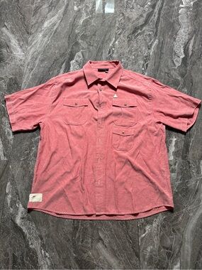 Vintage Rocawear Short Sleeve Shirt Mens 3XL Pink Y2K Cargo Tactical Suede